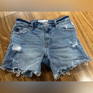 KanCan Frayed Hem Blue Denim Shorts